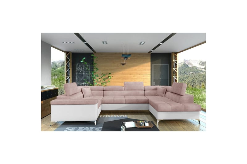 Kulmasohva Eltap Thiago 342x208x88 cm - Omega 91, Soft 17, Vaaleanpunainen, Oikea - Huonekalut - Sohva - Vuodesohva