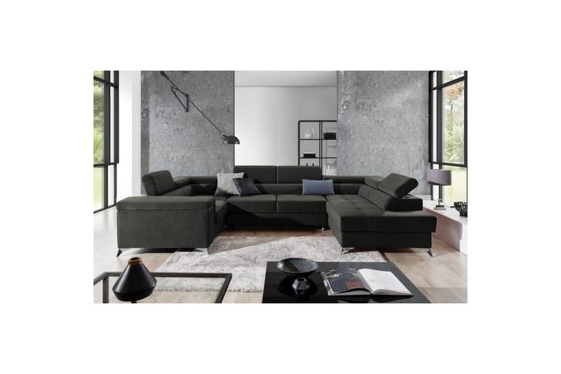 Kulmasohva Eltap Thiago 342x208x88 cm - Sawana 05, Tummanharmaa, Oikea - Huonekalut - Sohva - Vuodesohva