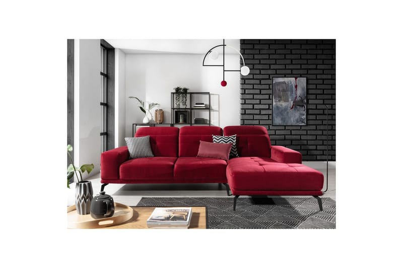 Kulmasohva Eltap Torrense 265x175x98 cm - Kronos 02, Punainen, Oikea - Huonekalut - Sohva - Vuodesohva
