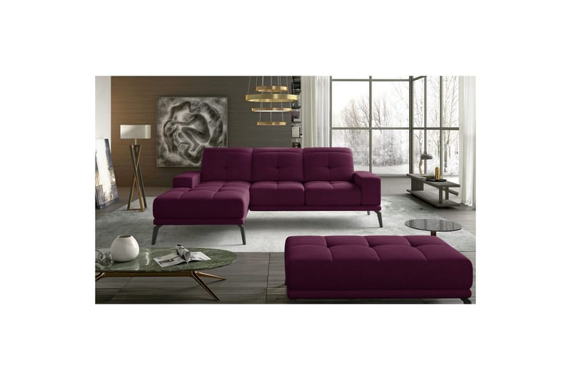 Kulmasohva Eltap Torrense 265x175x98 cm - Mat Velvet 68, Violetti, Vasen - Huonekalut - Sohva - Vuodesohva