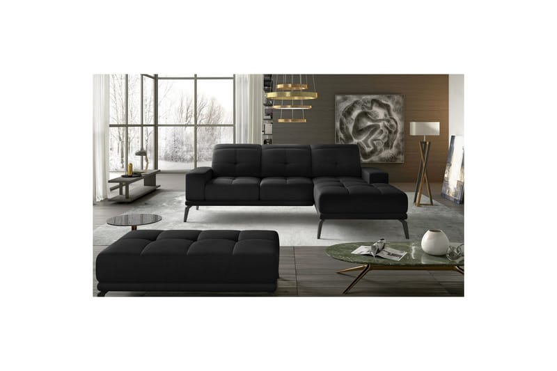 Kulmasohva Eltap Torrense 265x175x98 cm - Mat Velvet 99, Musta, Oikea - Huonekalut - Sohva - Vuodesohva