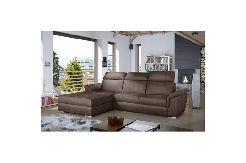 Kulmasohva Eltap Trevisco 272x216x100 cm - Monolith 09, Vaaleanruskea, Vasen - Huonekalut - Sohva - Vuodesohva