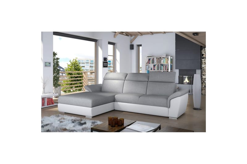 Kulmasohva Eltap Trevisco 272x216x100 cm - Sawana 21, Soft 17, Harmaa, Vasen - Huonekalut - Sohva - Vuodesohva