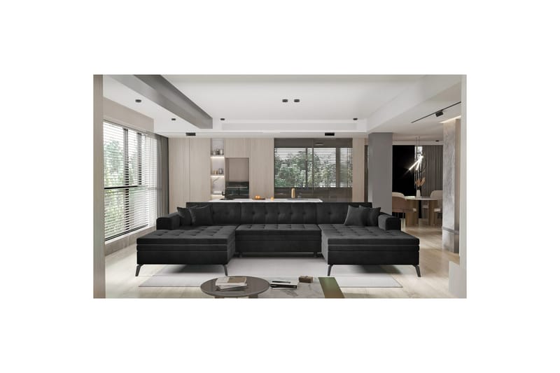 Kulmasohva Eltap Vertizo 350x170x93 cm - Lukso 10, Musta, Symmetrinen - Huonekalut - Sohva - Vuodesohva