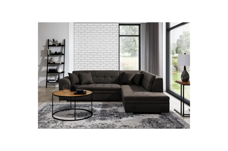 Kulmasohva Eltap Pieretta 260x207x78 cm, Poco 5, Tummanharmaa, Oikea