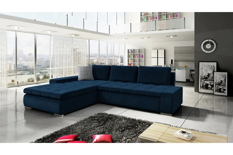 Kulmasohva Ianto - Tummansininen - Huonekalut - Sohva - Vuodesohva