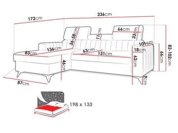 kulmasohva Kulmasohva MILANO DM Flow 03 Oikea - Huonekalut - Sohva - Vuodesohva