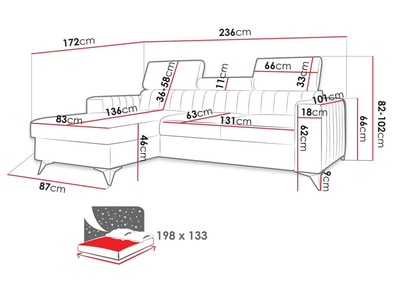 kulmasohva Kulmasohva MILANO DM Flow 10 Oikea - Huonekalut - Sohva - Vuodesohva