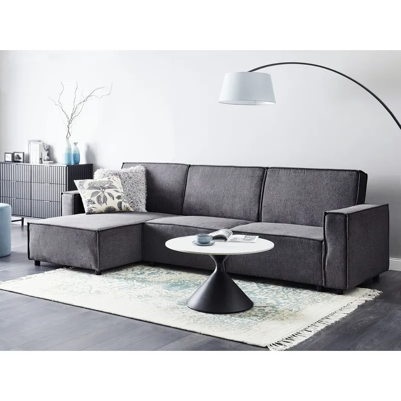 Kulmasohva Romedal II - Harmaa, Musta/Oikeakätinen - Huonekalut - Sohva - Vuodesohva
