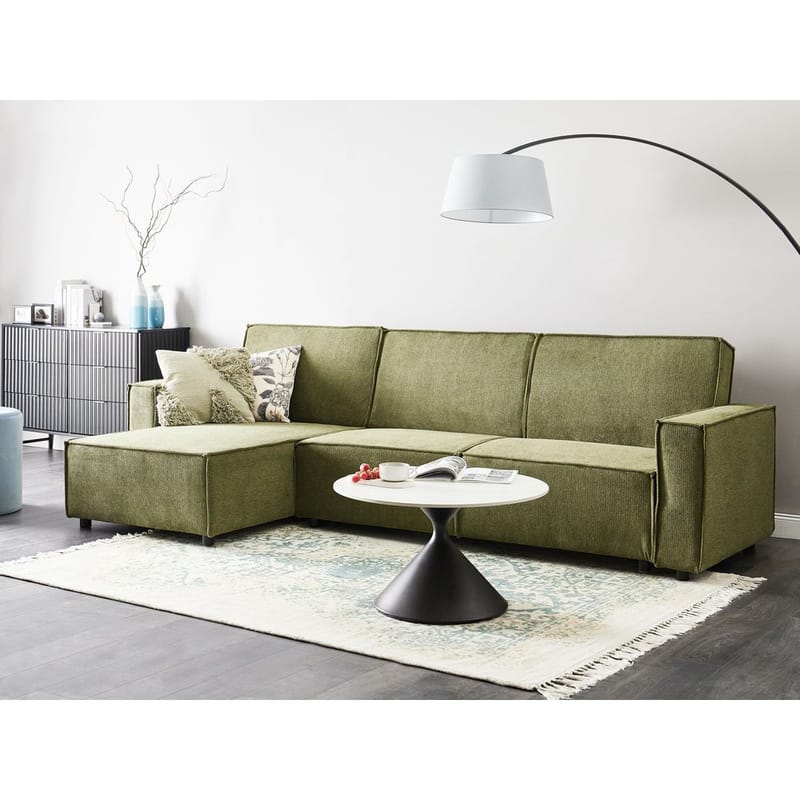 Kulmasohva Romedal II - Vihreä, Musta/Oikeakätinen - Huonekalut - Sohva - Vuodesohva