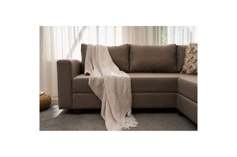 Kulmasohva-sänky Iroulport Arzilla Oikealle Ruskea - Ruskea - Huonekalut - Sohva - Vuodesohva