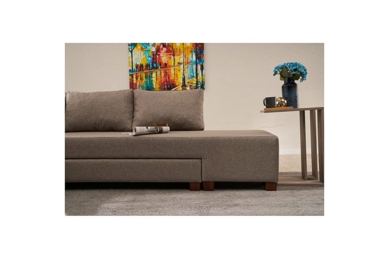 Kulmasohva-sänky Iroulport Arzilla Oikealle Ruskea - Ruskea - Huonekalut - Sohva - Vuodesohva