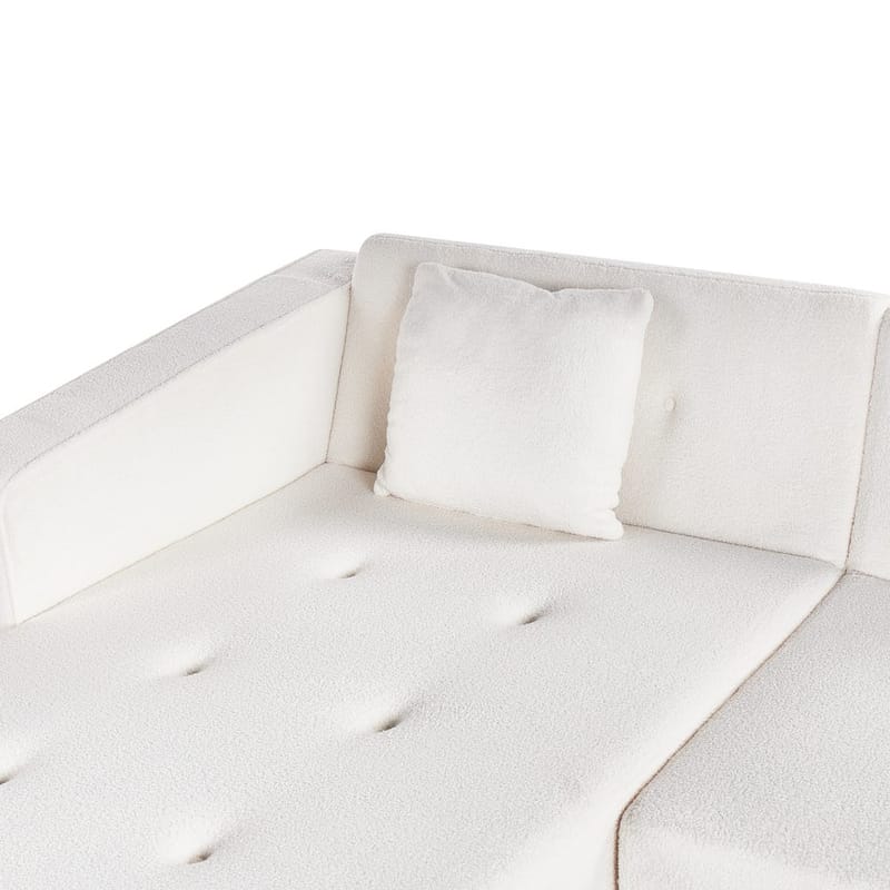 Kulmasohva Vadso - Valkoinen, vaalea puu/oikeakätinen - Huonekalut - Sohva - Vuodesohva