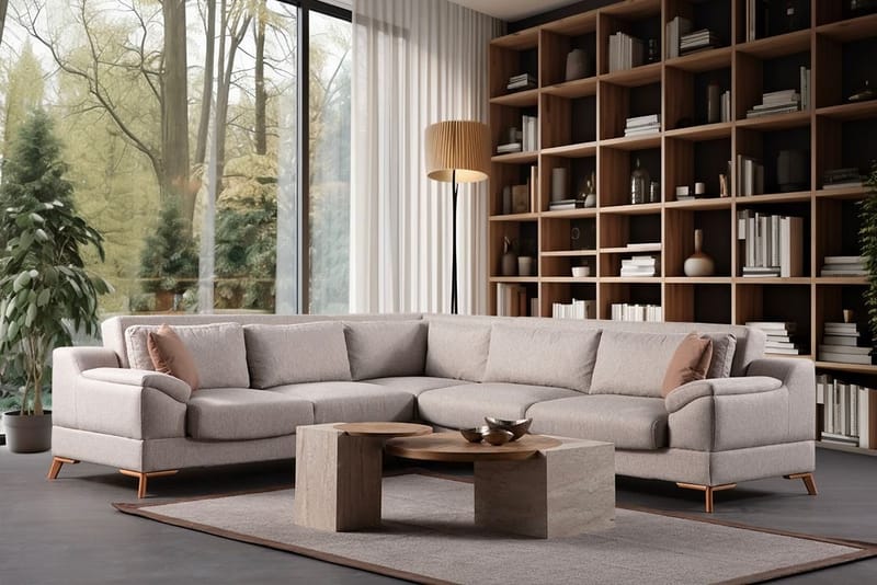Kulmasohva-vuode Atelier Del Sofa Aqua Corner beige (275/300 x 100 x 90 cm) Vasen 2 / oikea 3 - Huonekalut - Sohva - Vuodesohva