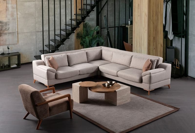 Kulmasohva-vuode Atelier Del Sofa Aqua Corner beige (275/300 x 100 x 90 cm) Vasen 2 / oikea 3 - Huonekalut - Sohva - Vuodesohva