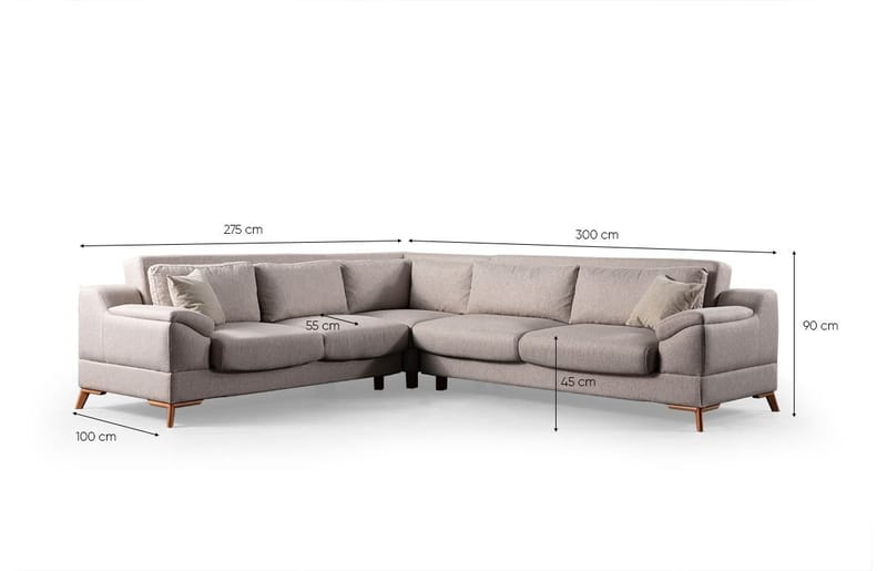 Kulmasohva-vuode Atelier Del Sofa Aqua Corner beige (275/300 x 100 x 90 cm) Vasen 2 / oikea 3 - Huonekalut - Sohva - Vuodesohva