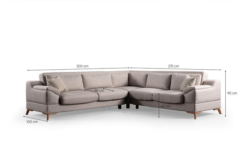 Kulmasohva-vuode Atelier Del Sofa Aqua Corner beige (275/300 x 100 x 90 cm) Vasen 3 / oikea 2 - Huonekalut - Sohva - Vuodesohva
