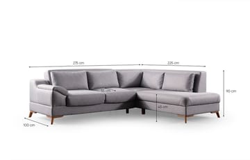 Kulmasohva-vuode Atelier Del Sofa Aqua Grey (225/275 x 100 x 90 cm) Oikea - Huonekalut - Sohva - Vuodesohva