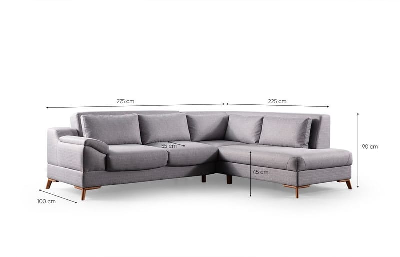 Kulmasohva-vuode Atelier Del Sofa Aqua Grey (225/275 x 100 x 90 cm) Oikea - Huonekalut - Sohva - Vuodesohva