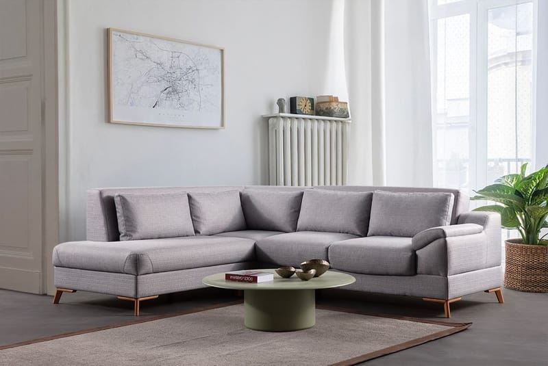 Kulmasohva-vuode Atelier Del Sofa Aqua Grey (225/275 x 100 x 90 cm) Vasen - Huonekalut - Sohva - Vuodesohva