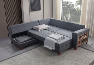 Kulmasohva-vuodesohva Atelier Del Sofa T-Loft Right (230 x 90 x 150 cm) Antrasiitti - Antrasiitti - Huonekalut - Sohva - Vuodesohva