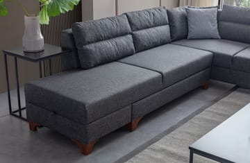 Kulmasohva-vuodesohva Atelier Del Sofa T-Loft Right (230 x 90 x 150 cm) Antrasiitti - Antrasiitti - Huonekalut - Sohva - Vuodesohva