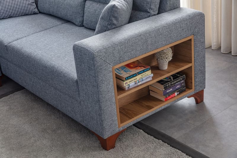 Kulmasohva-vuodesohva Atelier Del Sofa T-Loft Right (230 x 90 x 150 cm) Harmaa - Harmaa - Huonekalut - Sohva - Vuodesohva