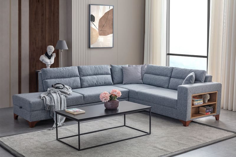 Kulmasohva-vuodesohva Atelier Del Sofa T-Loft Right (230 x 90 x 150 cm) Harmaa - Harmaa - Huonekalut - Sohva - Vuodesohva
