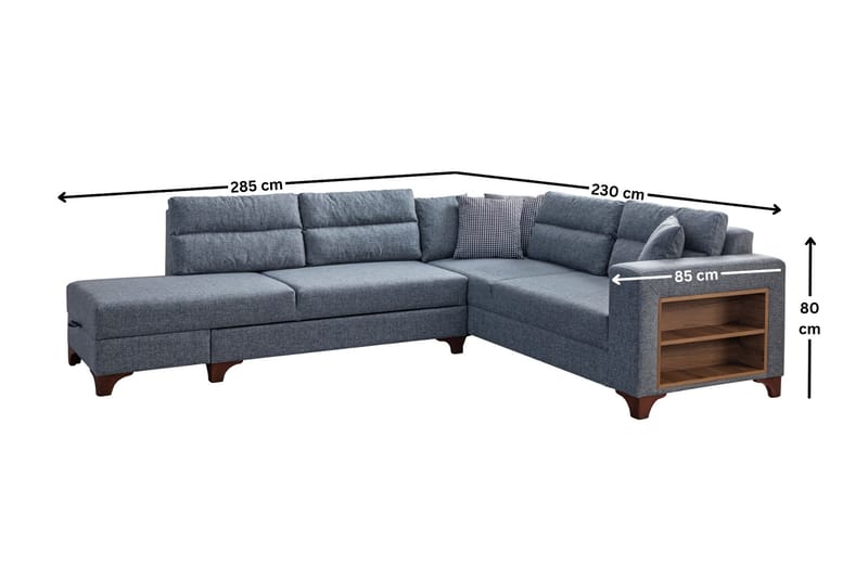 Kulmasohva-vuodesohva Atelier Del Sofa T-Loft Right (230 x 90 x 150 cm) Harmaa - Harmaa - Huonekalut - Sohva - Vuodesohva