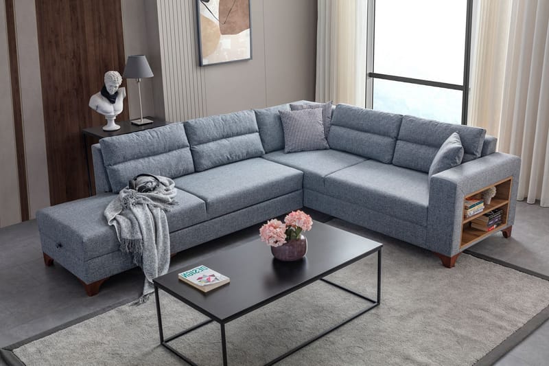 Kulmasohva-vuodesohva Atelier Del Sofa T-Loft Right (230 x 90 x 150 cm) Harmaa - Harmaa - Huonekalut - Sohva - Vuodesohva