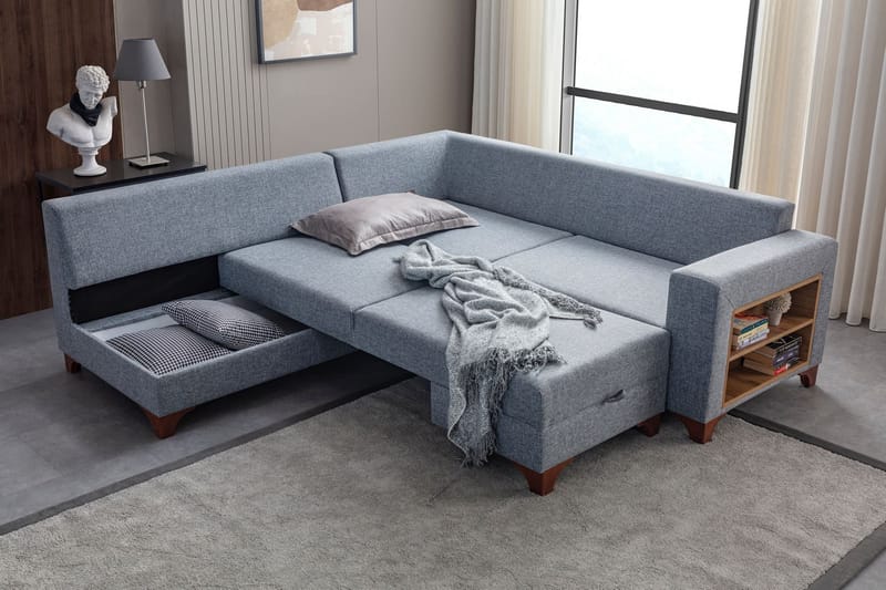 Kulmasohva-vuodesohva Atelier Del Sofa T-Loft Right (230 x 90 x 150 cm) Harmaa - Harmaa - Huonekalut - Sohva - Vuodesohva