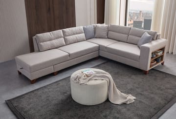 Kulmasohva-vuodesohva Atelier Del Sofa T-Loft Right (230 x 90 x 150 cm) Kermanvärinen - Kermanvärinen - Huonekalut - Sohva - Vuodesohva