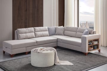 Kulmasohva-vuodesohva Atelier Del Sofa T-Loft Right (230 x 90 x 150 cm) Kermanvärinen - Kermanvärinen - Huonekalut - Sohva - Vuodesohva