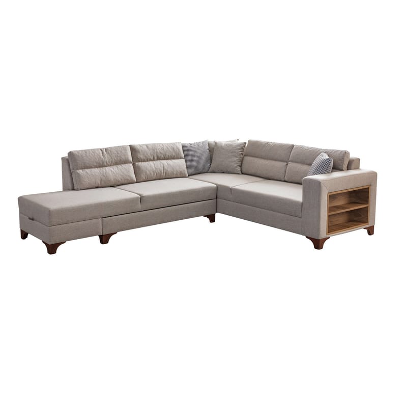 Kulmasohva-vuodesohva Atelier Del Sofa T-Loft Right (230 x 90 x 150 cm) Kermanvärinen - Kermanvärinen - Huonekalut - Sohva - Vuodesohva