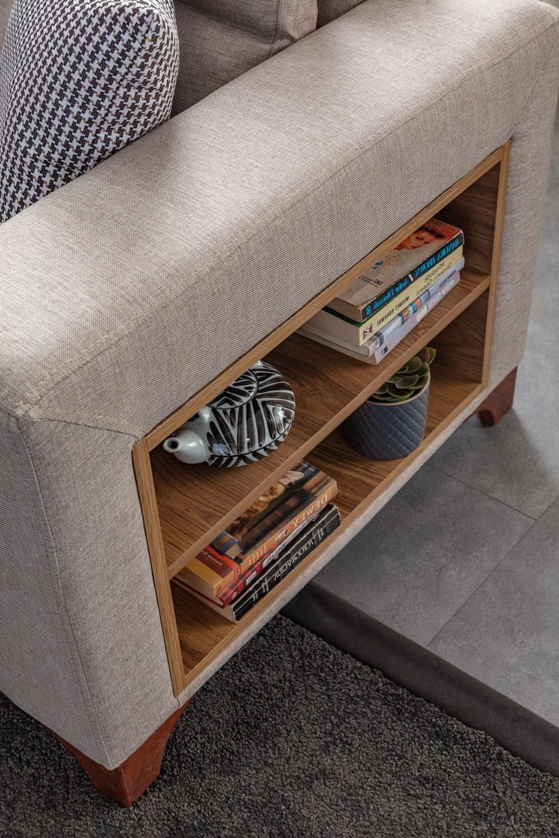 Kulmasohva-vuodesohva Atelier Del Sofa T-Loft Right (230 x 90 x 150 cm) Kermanvärinen - Kermanvärinen - Huonekalut - Sohva - Vuodesohva