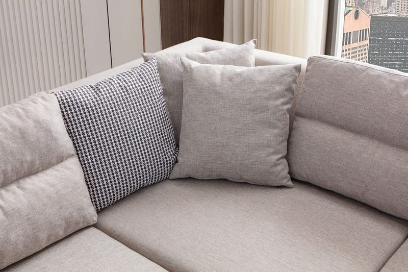 Kulmasohva-vuodesohva Atelier Del Sofa T-Loft Right (230 x 90 x 150 cm) Kermanvärinen - Kermanvärinen - Huonekalut - Sohva - Vuodesohva