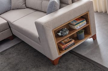 Kulmasohva-vuodesohva Atelier Del Sofa T-Loft Right (230 x 90 x 150 cm) Kermanvärinen - Kermanvärinen - Huonekalut - Sohva - Vuodesohva