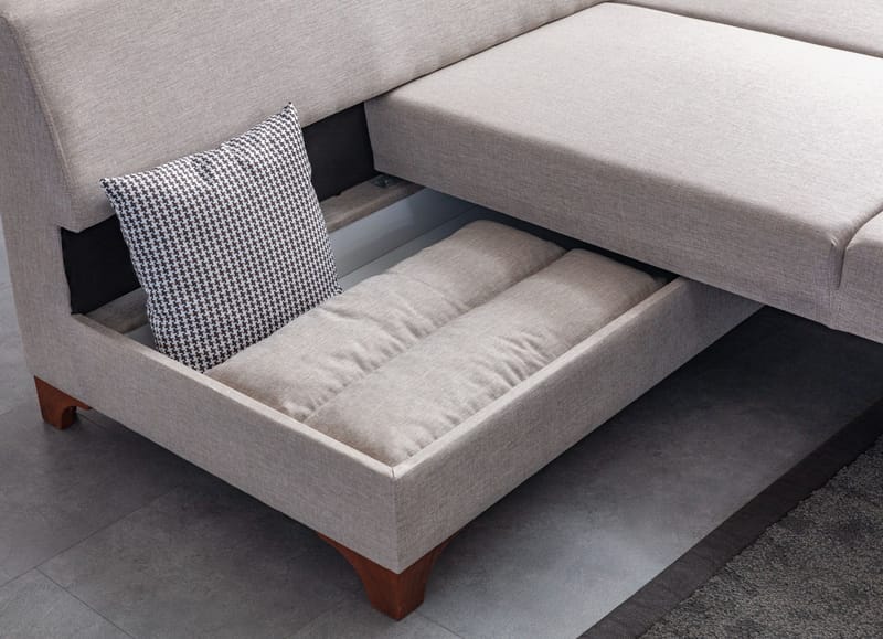 Kulmasohva-vuodesohva Atelier Del Sofa T-Loft Right (230 x 90 x 150 cm) Kermanvärinen - Kermanvärinen - Huonekalut - Sohva - Vuodesohva