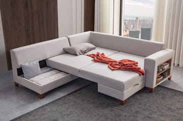 Kulmasohva-vuodesohva Atelier Del Sofa T-Loft Right (230 x 90 x 150 cm) Kermanvärinen - Kermanvärinen - Huonekalut - Sohva - Vuodesohva