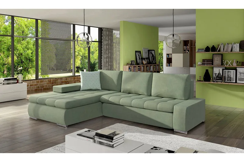 3:n ist Kulmavuodesohva - Vihreä - Huonekalut - Sohva - Vuodesohva - Divaanivuodesohva