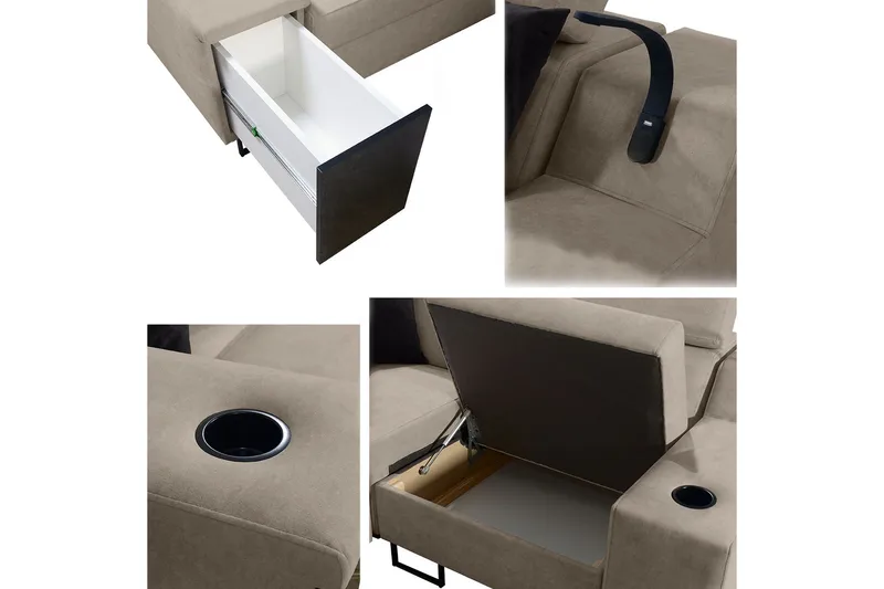 4 ist. Vuodesohva Oikea - Musta - Huonekalut - Sohva - Vuodesohva - Kulmavuodesohva