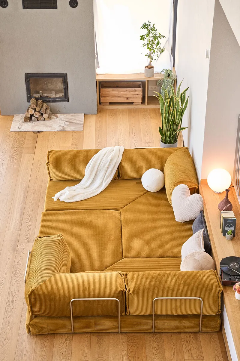 Kulmavuodesohva Atelier Del Sofa Kanyon (300 x 100 x 33 cm) Mustard - Huonekalut - Sohva - Vuodesohva