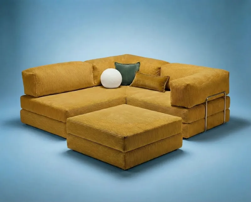 Kulmavuodesohva Atelier Del Sofa Kanyon (300 x 100 x 33 cm) Mustard - Huonekalut - Sohva - Vuodesohva