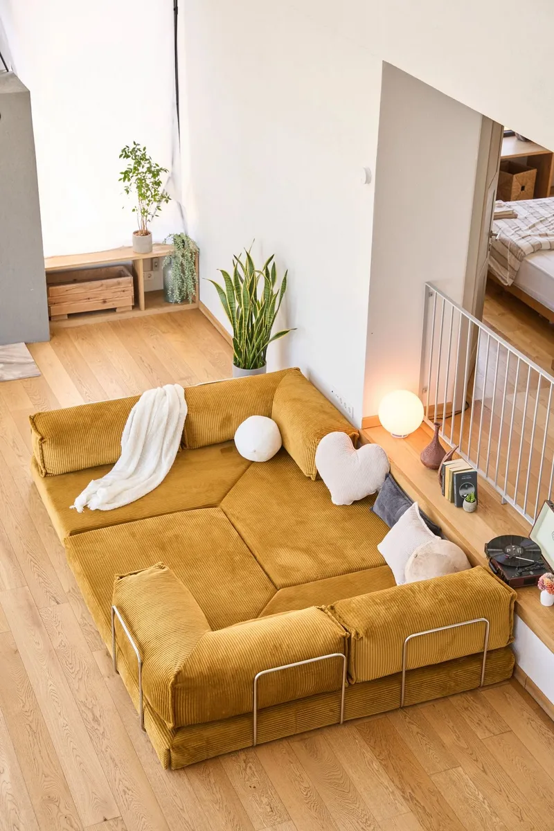 Kulmavuodesohva Atelier Del Sofa Kanyon (300 x 100 x 33 cm) Mustard - Huonekalut - Sohva - Vuodesohva