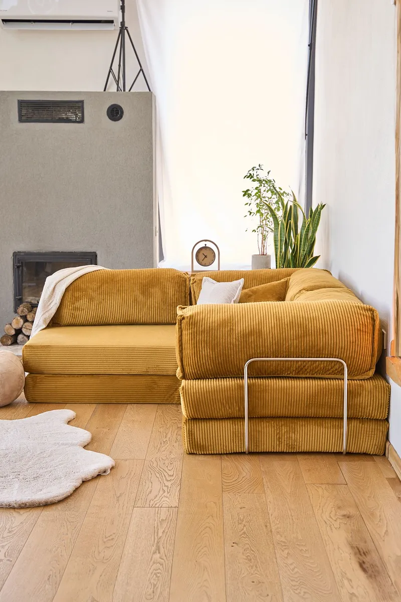 Kulmavuodesohva Atelier Del Sofa Kanyon (300 x 100 x 33 cm) Mustard - Huonekalut - Sohva - Vuodesohva