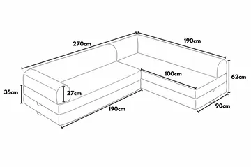 Kulmavuodesohva Atelier Del Sofa Legom Eco (280 x 90 x 25 cm) Beige - Huonekalut - Sohva - Vuodesohva