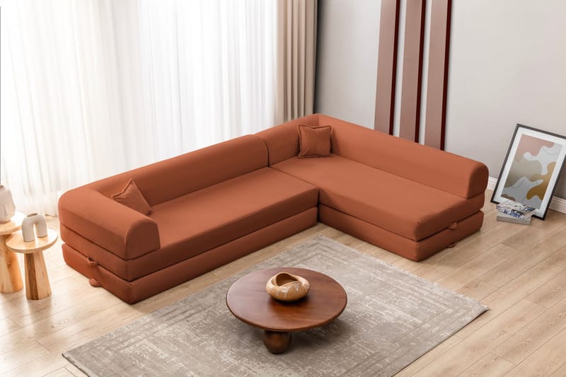 Kulmavuodesohva Atelier Del Sofa Legom Eco (280 x 90 x 25 cm) Laatanpunainen - Huonekalut - Sohva - Vuodesohva