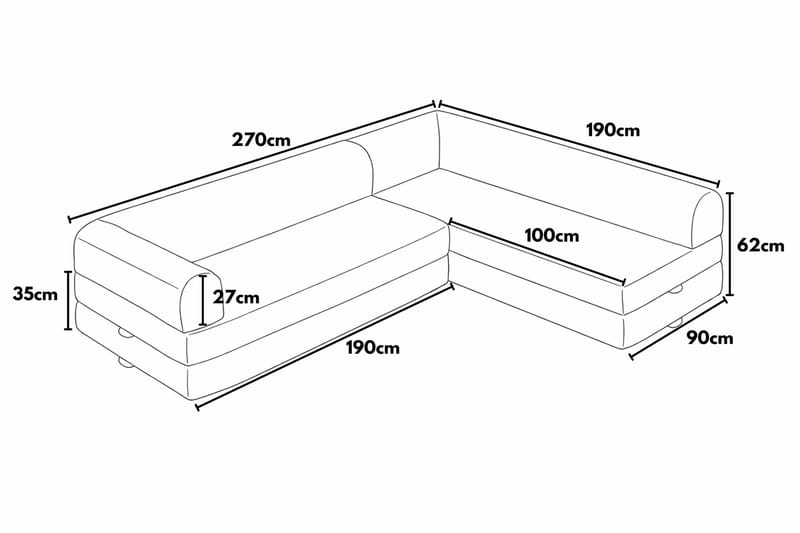 Kulmavuodesohva Atelier Del Sofa Legom Eco (280 x 90 x 25 cm) Sininen - Huonekalut - Sohva - Vuodesohva