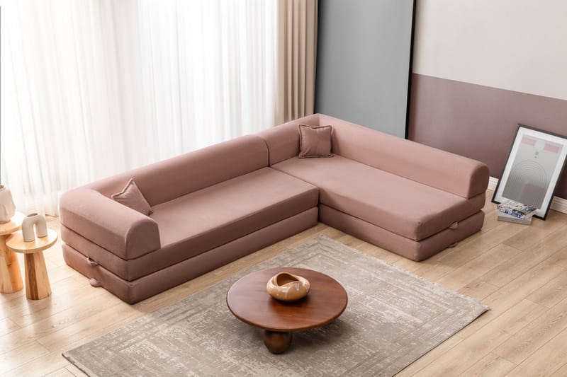 Kulmavuodesohva Atelier Del Sofa Legom Eco (280 x 90 x 25 cm) Vaaleanpunainen - Huonekalut - Sohva - Vuodesohva