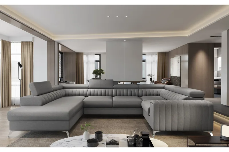 Kulmavuodesohva avopäädyllä Satender - Harmaa - Huonekalut - Sohva - Vuodesohva